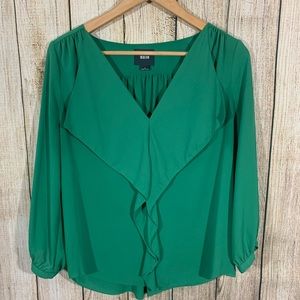 Maeve Anthropologie Parted Ruffle Front Blouse